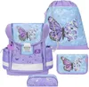 A set of four school bags with a butterfly and floral design. Produktbild-Vorschau