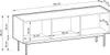 A technical drawing with dimensions of a TV cabinet. Produktbild-Vorschau