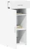 A white cabinet with a drawer and a door, showing shelves inside. Produktbild-Vorschau