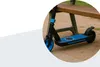 A blue and black electric scooter leans against a wooden bench in an outdoor setting. Anteprima dell’immagine prodotto