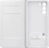 A white Samsung Galaxy S21 flip case is shown open, revealing the inside of the case and the phone holder. Náhled obrázku produktu
