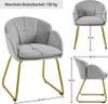 A diagram showing the dimensions of a gray chair with gold legs. Produktbild-Vorschau