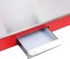 Close-up of a stainless steel surface with a red trim and a partially open silver drawer. Voir les images du produit