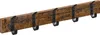 A wooden coat rack with black metal hooks against a white background. Produktbild-Vorschau