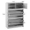 A white shoe cabinet with dimensions shown. Produktbild-Vorschau