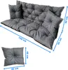A set of grey cushions for a Hollywood swing, with dimensions indicated. Podgląd zdjęcia produktu