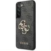 A close-up side view of a smartphone case with a repeating Guess logo pattern and a prominent Guess logo emblem. Produktbild-Vorschau