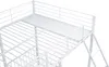 A close-up view of a white metal bunk bed frame, showing the top bunk, railing, and ladder. Produktbild-Vorschau