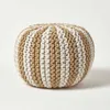 HOMESCAPES Runder Pouf, leinen-weiß, 35 x 40 cm Produktbild-Vorschau 1