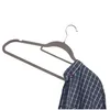 A gray velvet hanger holding a blue and white checkered shirt. Produktbild-Vorschau