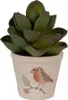 Clayre & Eef Blumentopf Ø 8x7 cm Beige Keramik Vogel Produktbild-Vorschau 2