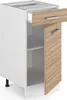 A white kitchen cabinet with a wood-grain drawer and door, shown with the door open. Náhľad obrázku produktu