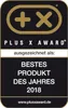 A marketing badge awarded by Plus X Award for 'Best Product of the Year 2018'. Produktbild-Vorschau