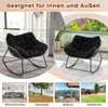 Collage showing a black rocking chair indoors and outdoors, with smaller images depicting different room settings and outdoor spaces. Produktbild-Vorschau