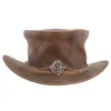 Leder Zylinder Hut Steampunk Crazey Horse Brown Reiten Produktbild-Vorschau 1