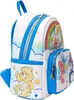 A white backpack with blue trim and colorful Care Bears characters and a rainbow design. Produktbild-Vorschau