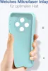 A hand holding a light blue phone case. Produktbild-Vorschau