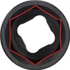 A close-up view of a black socket wrench head with red lines highlighting its hexagonal shape. Produktbild-Vorschau