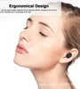 A close-up of a woman's ear wearing a black wireless earbud, with marketing text overlayed. Produktbild-Vorschau