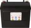 A black battery with a label showing usage information and safety symbols. Produktbild-Vorschau