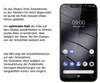 A smartphone screen with a protective film shown with text explaining its features and application. Produktbild-Vorschau