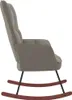A side view of a grey velvet rocking chair with dark legs and wooden rockers. Produktbild-Vorschau