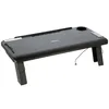 A black laptop table with foldable legs and a cup holder. Podgląd zdjęcia produktu
