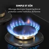 A close-up shot of a gas stove burner with blue flames. Podgląd zdjęcia produktu