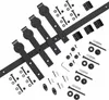 A set of black sliding door hardware components laid out on a white background. Produktbild-Vorschau