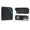 A black wireless doorbell set, including the doorbell unit, a mounting bracket, and a chime unit, displayed against a white background. Náhled obrázku produktu