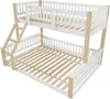 A white and natural wood bunk bed with a ladder. Produktbild-Vorschau