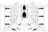 Diagram showing the assembly or usage of a cabinet, with weights and arrows indicating forces. Voir les images du produit