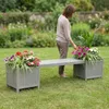 2 Blumenkästen mit Gartenbank in Grau aus Holz Garten Bank Produktbild-Vorschau 9