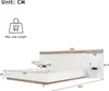 A diagram showing the dimensions of a bed frame with integrated nightstands. Produktbild-Vorschau