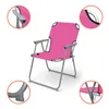 A pink camping chair with close-up details. Produktbild-Vorschau