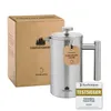 A French press coffee maker and its packaging are displayed against a white background. Produktbild-Vorschau