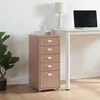 A roll container with five drawers is placed next to a desk with a laptop and a lamp. Voir les images du produit