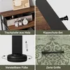 A collage of four close-up images showcasing features of a desk or console. Produktbild-Vorschau