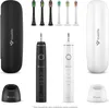 A product shot of two electric toothbrushes, one black and one white, along with their accessories and charging cases. Anteprima dell’immagine prodotto