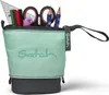 A pencil case standing upright, filled with stationery items. Produktbild-Vorschau