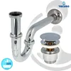 tecuro Siphon extra lang mit Pop Up Ablaufventil verchromt Produktbild-Vorschau 2