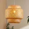 JDONG Pendelleuchte Rattan Hängeleuchte Lampenschirm Boho Produktbild-Vorschau 1
