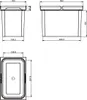 Technical drawings of a trash can with dimensions. Produktbild-Vorschau