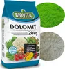 A bag of fertilizer with images of vegetables and grass, along with close-ups of grass and the fertilizer itself. Produktbild-Vorschau