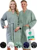 heimtexland ® Bademantel Waffelpique Reisebademantel Produktbild-Vorschau 2