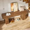 Banc en bois massif, banc d'entrée de style rustique en Voir les images du produit 3