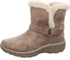 A single taupe-colored boot with beige faux fur trim is shown against a white background. Voir les images du produit