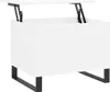 A white lift-top coffee table with black metal legs is shown against a white background. Náhled obrázku produktu