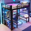 Lit mezzanine 140 x 200 cm en métal noir avec éclairage LED Voir les images du produit 2