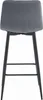 A back view of a dark gray velvet bar stool with black legs against a white background. Voir les images du produit